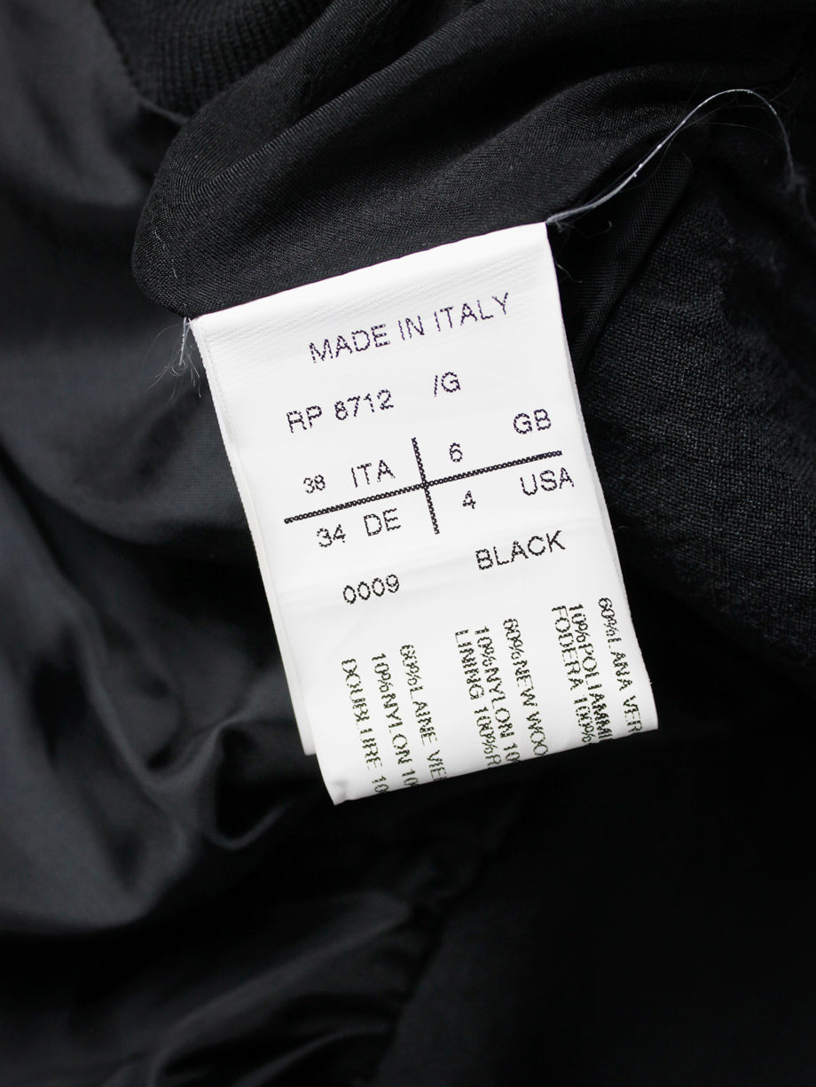 vaniitas Rick Owens black cropped jacket with tie-front and gathered neckline 1769