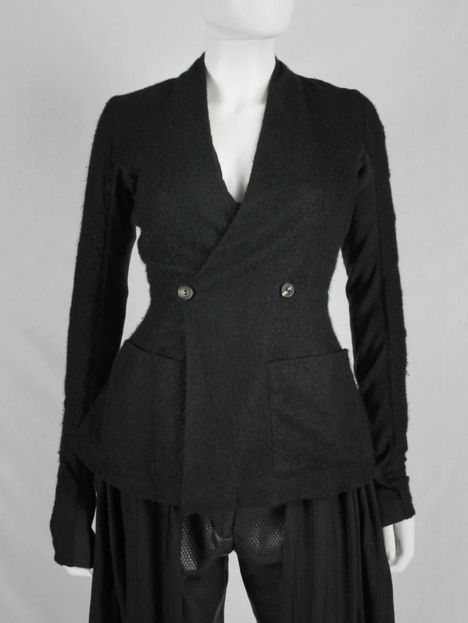 vaniitas Rick Owens black minimalist blazer with tailored wider hips 9960