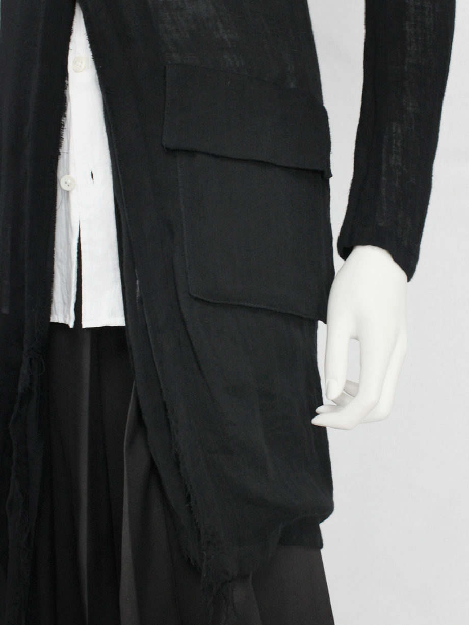 vaniitas Yohji Yamamoto long black asymmetric blazer with frayed finish 0546