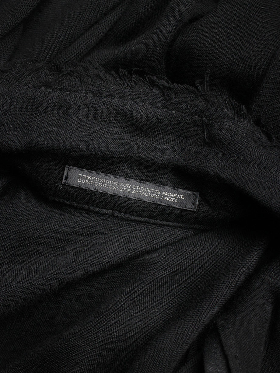 vaniitas Yohji Yamamoto long black asymmetric blazer with frayed finish 0620