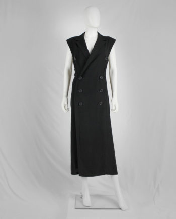 Y's Yohji Yamamoto black maxi dress with blazer lapels and double-breasted buttons
