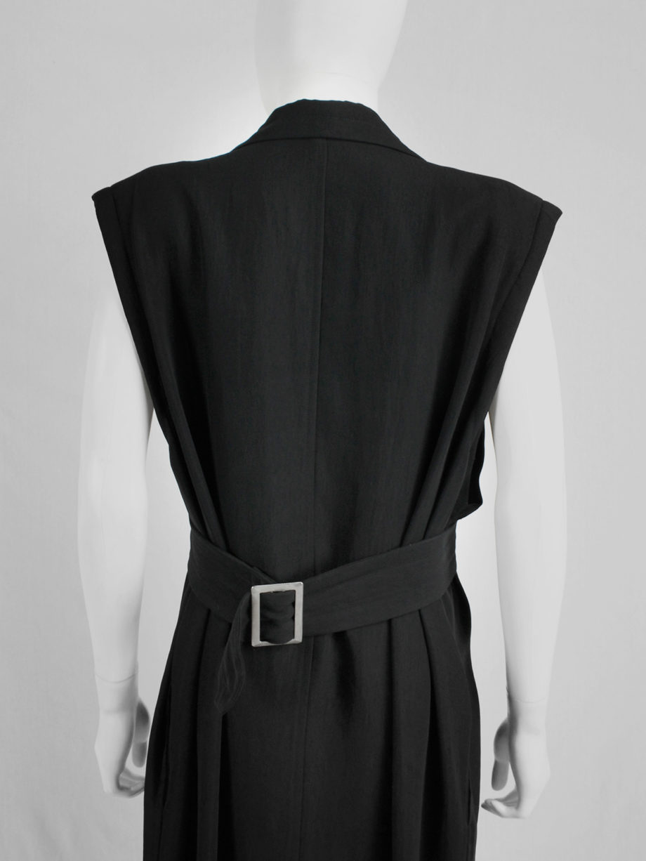 vaniitas Ys Yohji Yamamoto black maxi dress with blazer lapels and double breasted buttons 3407