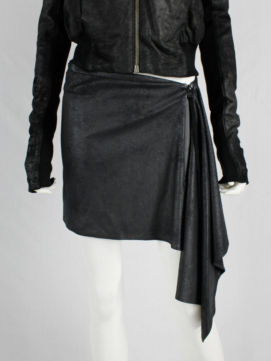 A.F. Vandevorst black shirt skirt with asymmetric drape — fall 2010