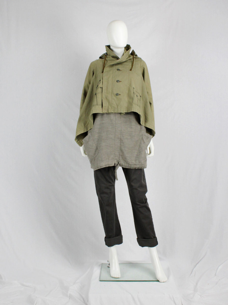 vaniitas vintage Comme des Garcons khaki jacket with trompe l oeil stitching runway fall 2009 7183