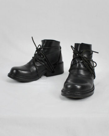 Dirk Bikkembergs black boots with laces through the soles (38) — fall 1994