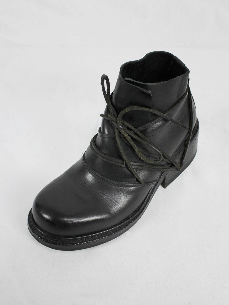 vaniitas vintage Dirk Bikkembergs black boots with laces through the soles fall 1994 8039