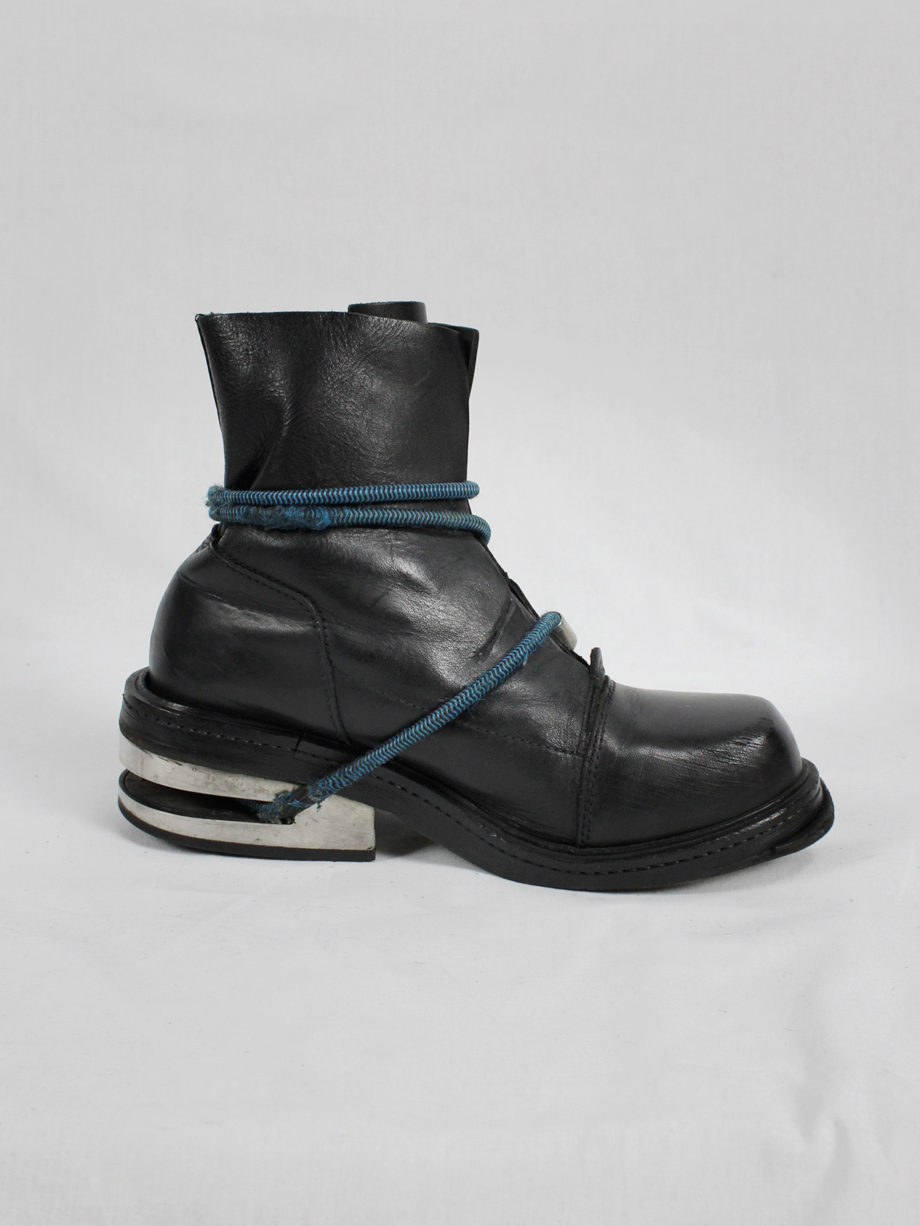 vaniitas vintage Dirk Bikkembergs black mountaineering boots with blue elastic fall 1996 7776