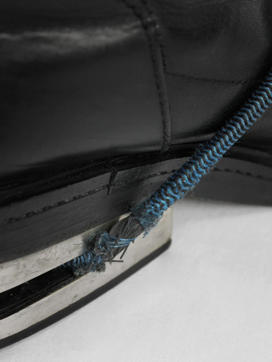 vaniitas vintage Dirk Bikkembergs black mountaineering boots with blue elastic fall 1996 7805