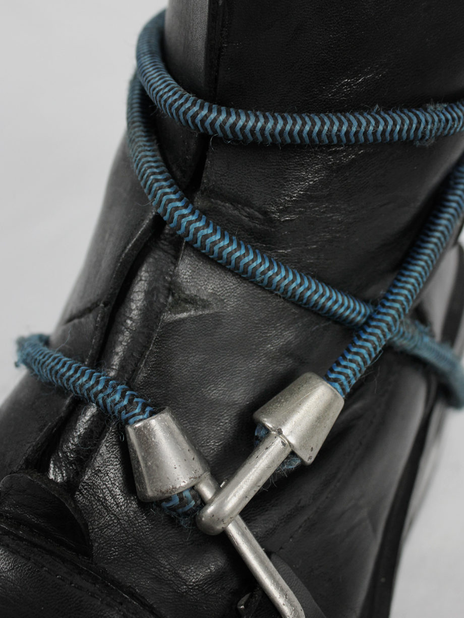 vaniitas vintage Dirk Bikkembergs black mountaineering boots with blue elastic fall 1996 7818