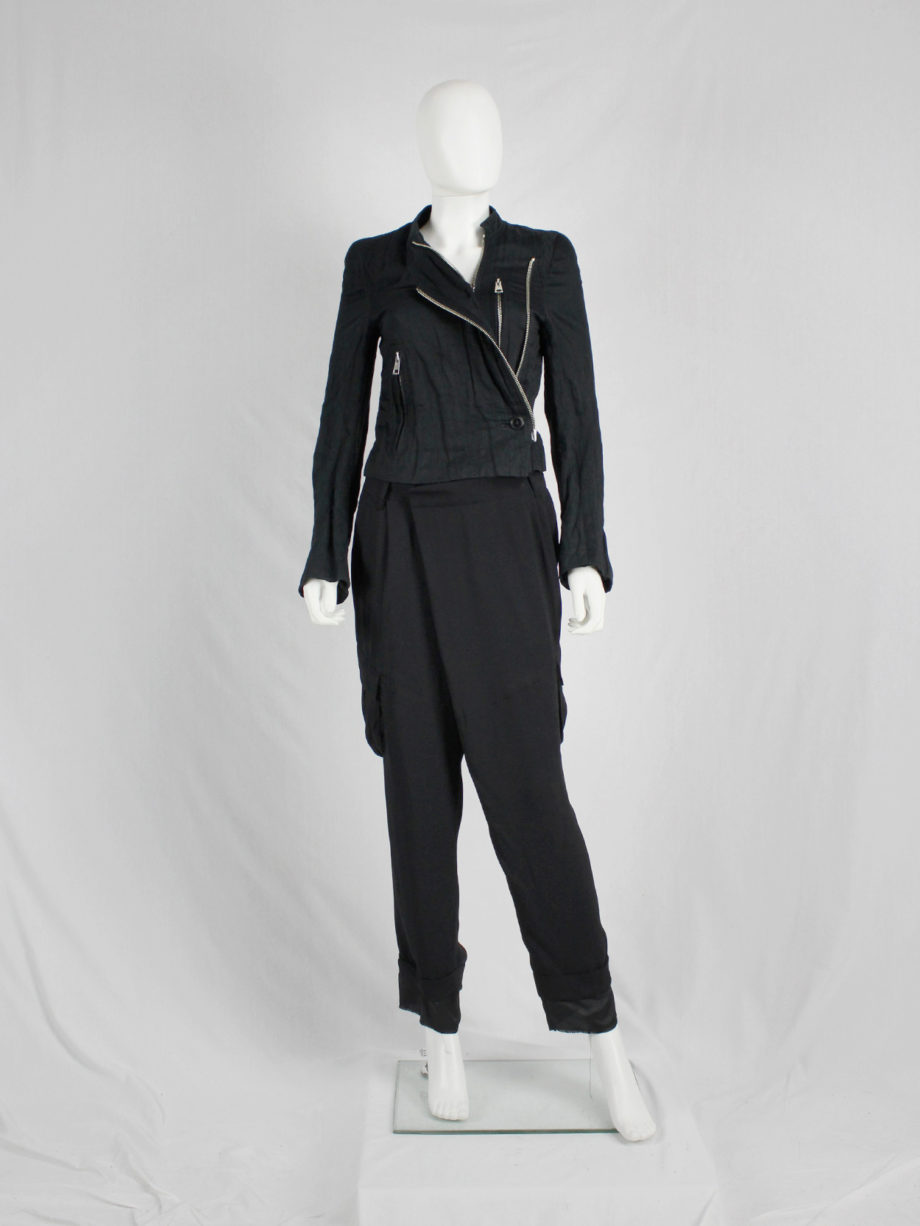 vaniitas vintage A.F. Vandevorst black harem trousers with overlap front and longer lining 9331