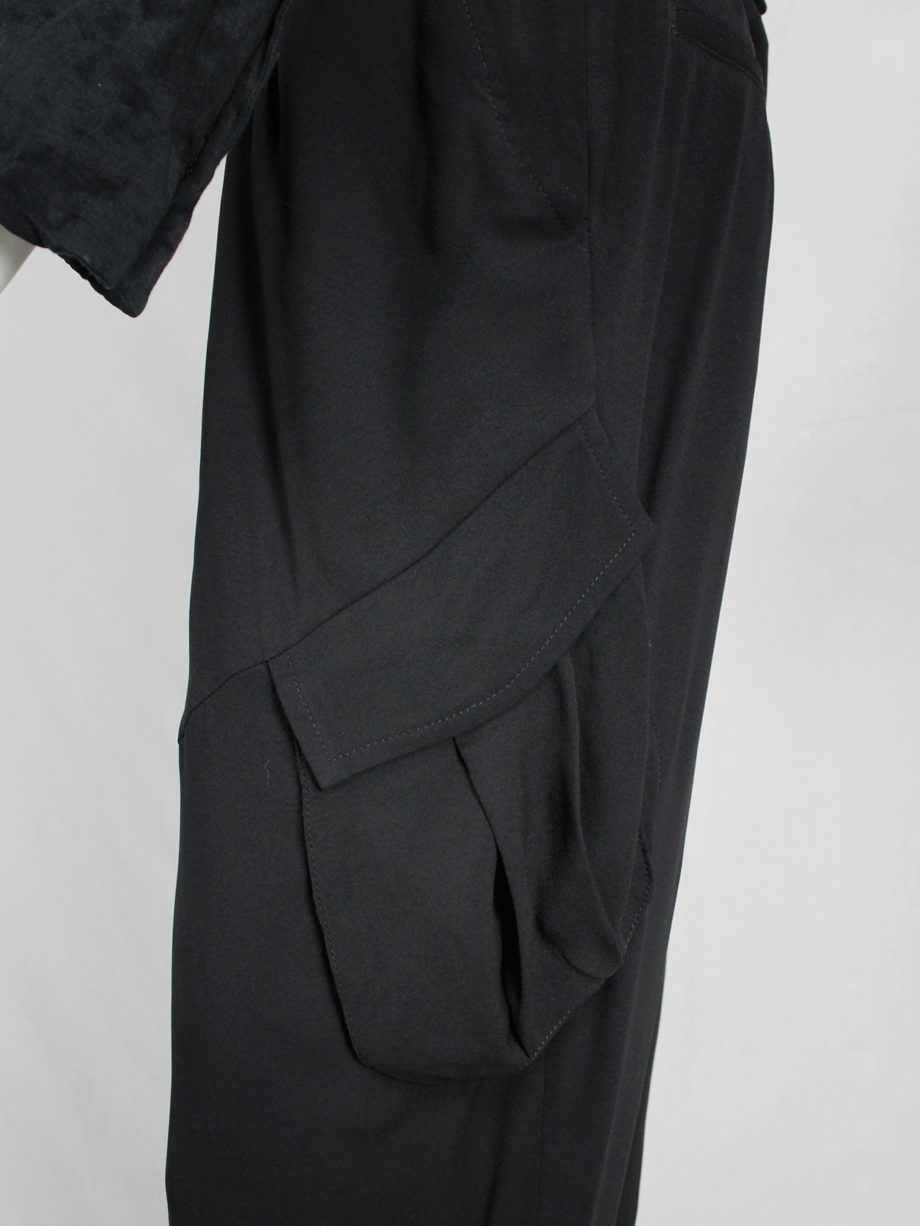 vaniitas vintage A.F. Vandevorst black harem trousers with overlap front and longer lining 9363