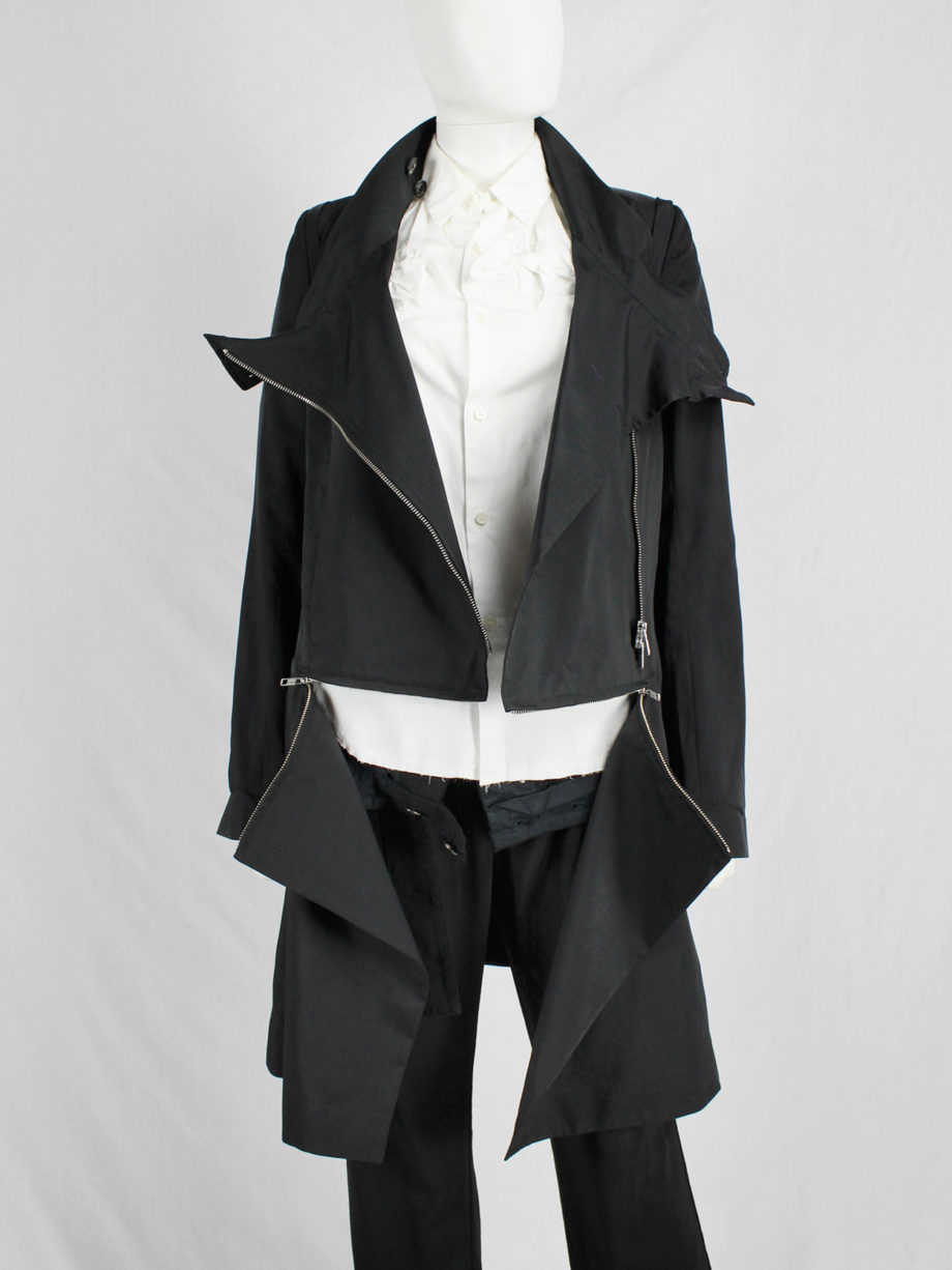 vaniitas vintage Ann Demeulemeester black raincoat with zip-off panels fall 2011 8162