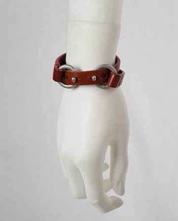Maison Martin Margiela brown double wrapped bracelet with silver circle closures