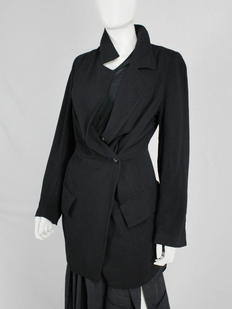 Ann Demeulemeester black asymmetric cutaway blazer — pre-1997