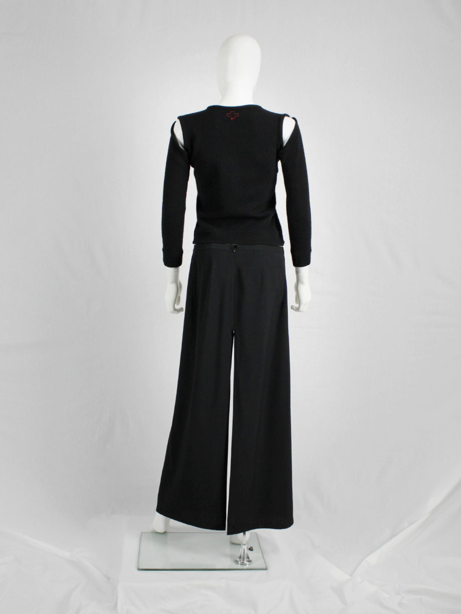 Ann Demeulemeester black maxi skirt with high zipper slit 1990s 90s (4)