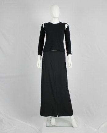 Ann Demeulemeester black maxi skirt with high zipper slit — 1990's