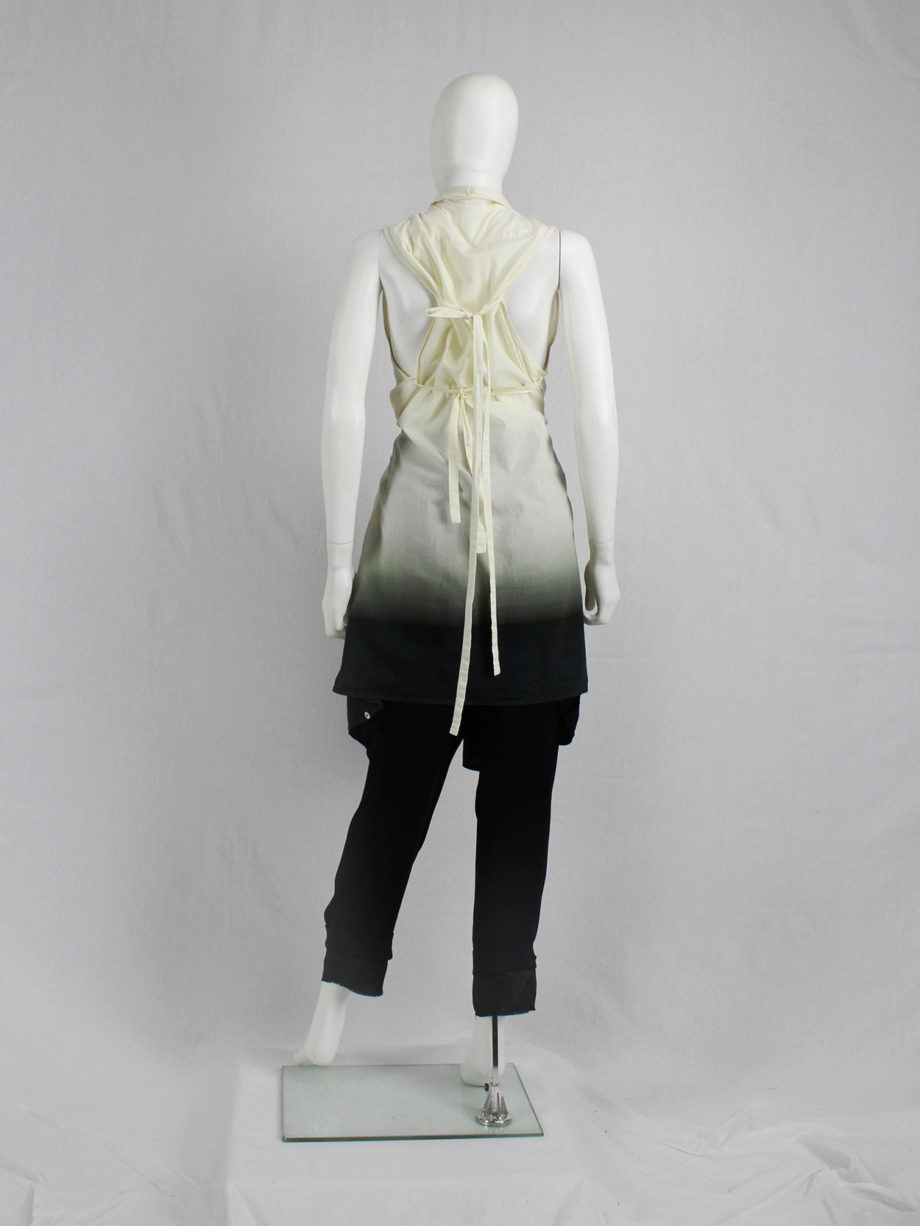 Ann Demeulemeester white and black ombre draped shirtdress with straps spring 2007 (11)
