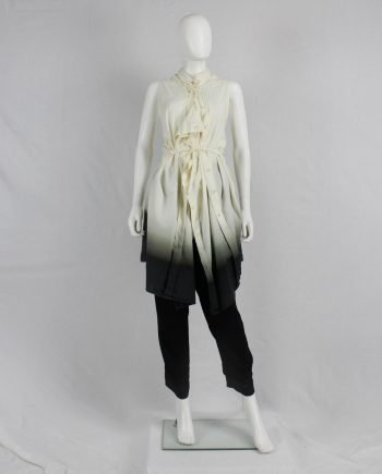 Ann Demeulemeester white and black ombre draped shirtdress with straps — spring 2007