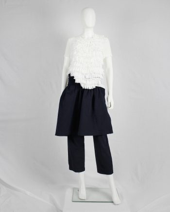 Comme des Garçons blue trousers with skirted front panel — spring 2002