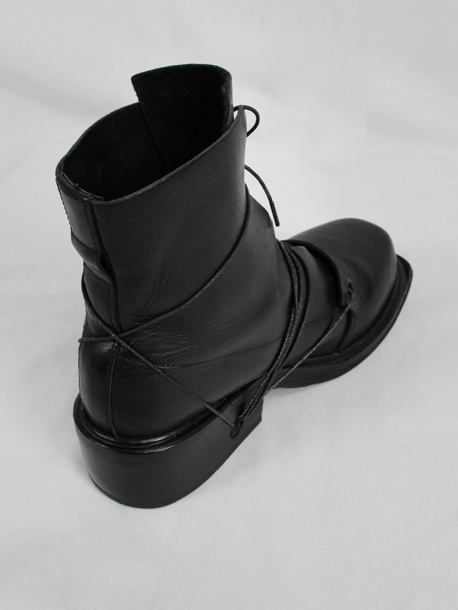 Dirk Bikkembergs black mountaineering boots with laces through the soles 1990s (11)