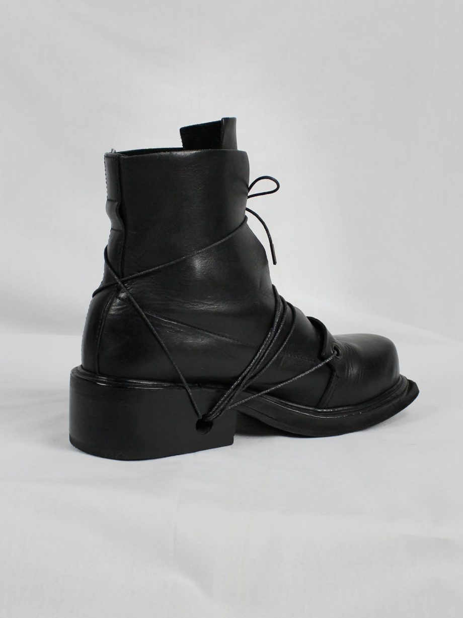 Dirk Bikkembergs black mountaineering boots with laces through the soles 1990s (7)