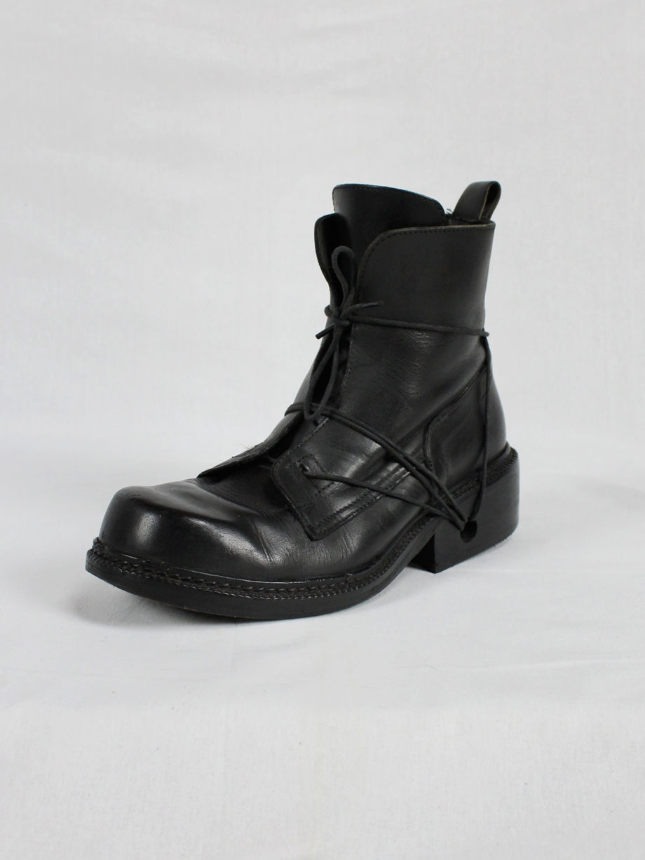 Dirk Bikkembergs black tall boots with laces through the soles (10)