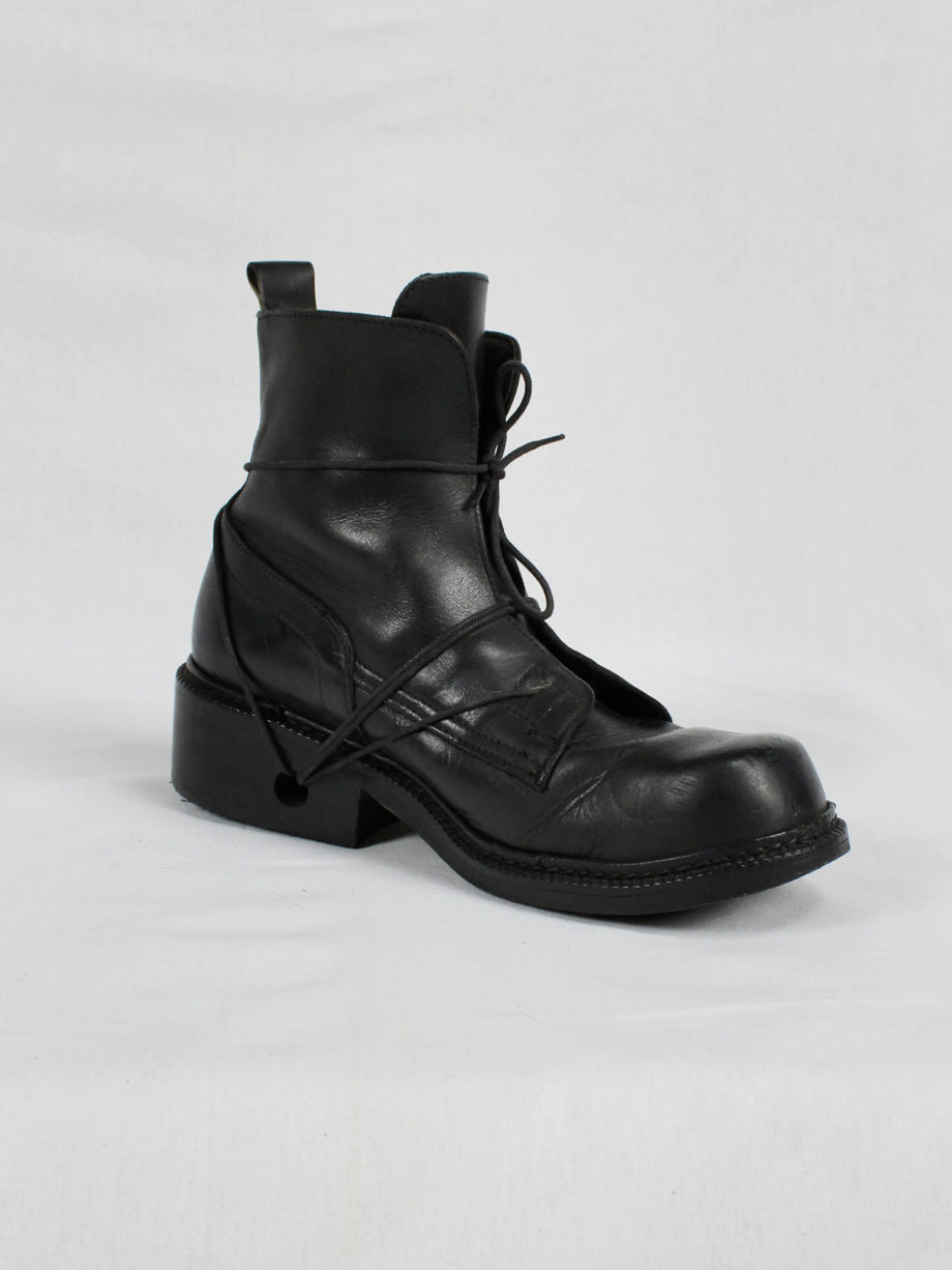 Dirk Bikkembergs black tall boots with laces through the soles (12)