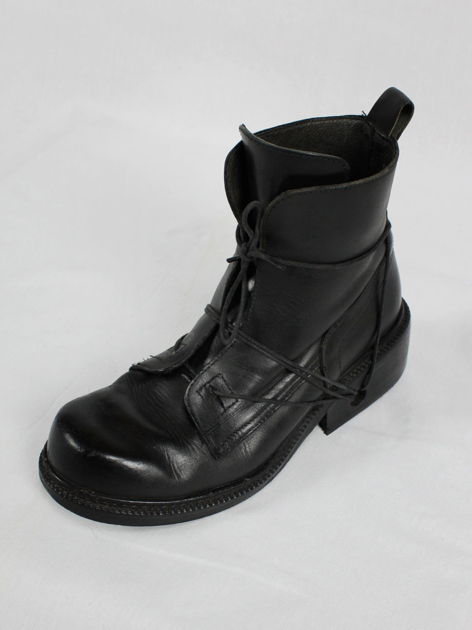 Dirk Bikkembergs black tall boots with laces through the soles (17)