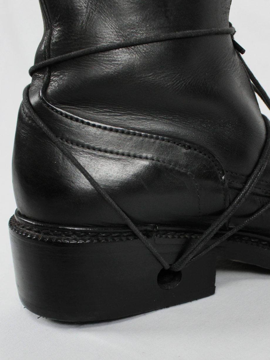 Dirk Bikkembergs black tall boots with laces through the soles (20)