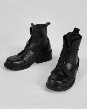 Dirk Bikkembergs black tall boots with laces through the soles (41) — late 90's
