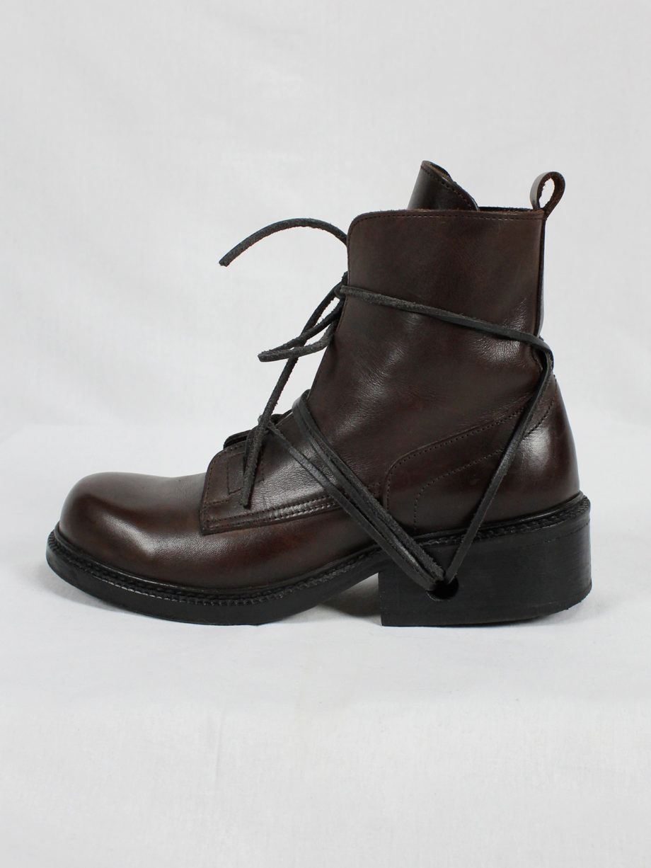 Dirk Bikkembergs brown tall boots with laces through the soles vaniitas (15)