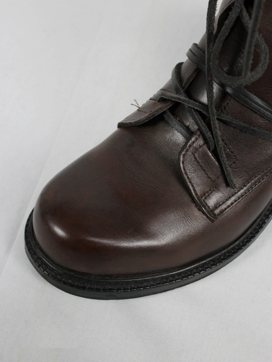 Dirk Bikkembergs brown tall boots with laces through the soles (39) — late 90's