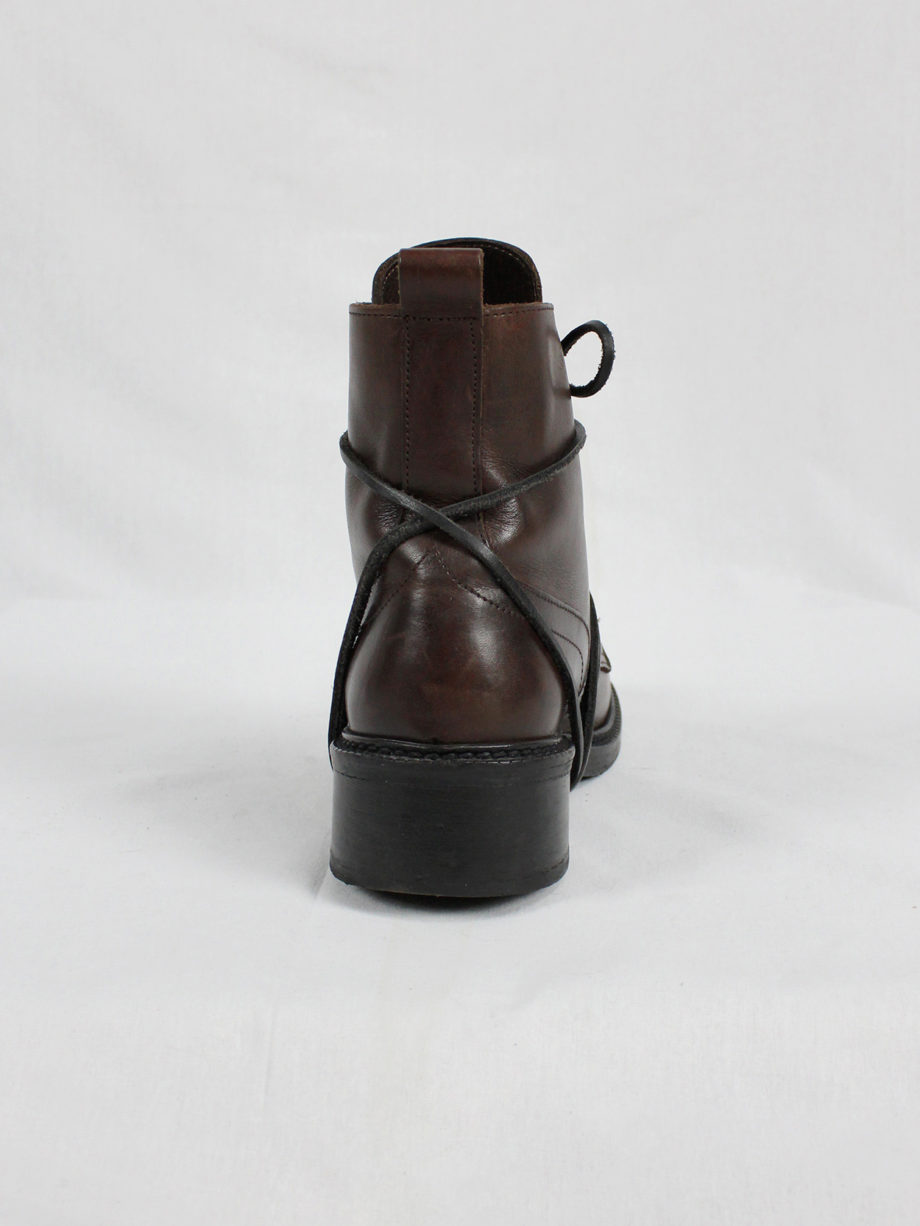 Dirk Bikkembergs brown tall boots with laces through the soles vaniitas (21)
