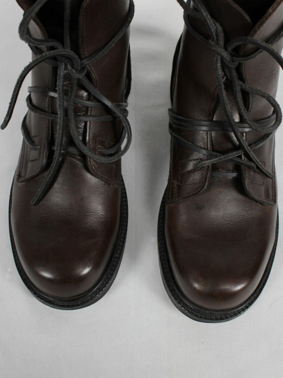 Dirk Bikkembergs brown tall boots with laces through the soles vaniitas (4)