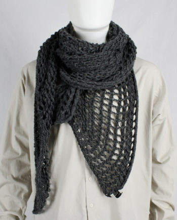 Dries Van Noten grey scarf in an oversized fishnet knit
