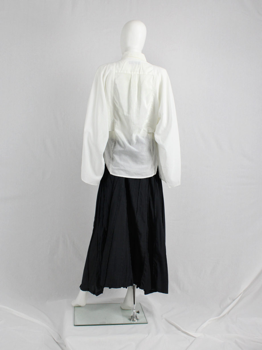 Veronique Branquinho white shirt with kimono sleeves and pleated bib (10)