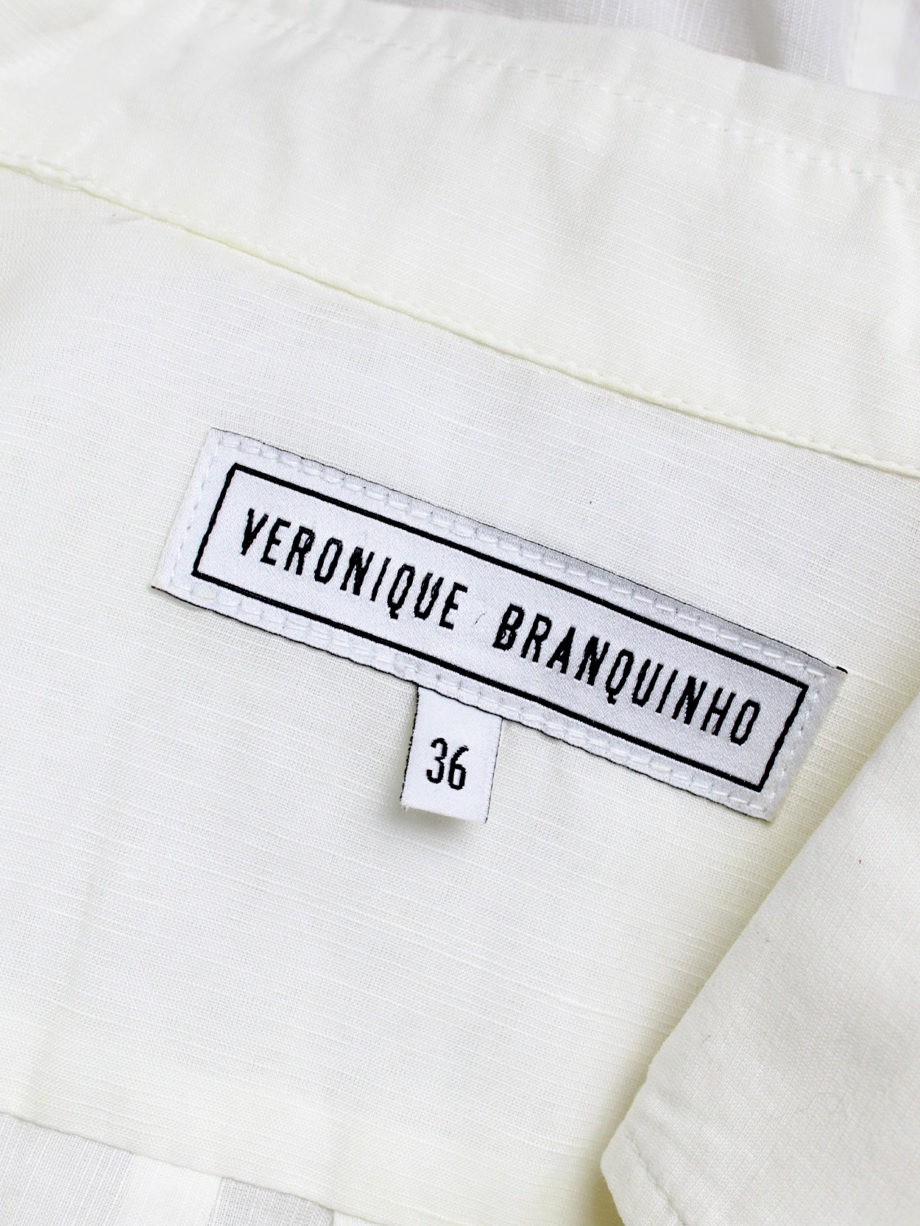 vaniitas Veronique Branquinho white shirt with kimono sleeves and pleated bib