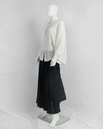 vaniitas Veronique Branquinho white shirt with kimono sleeves and pleated bib