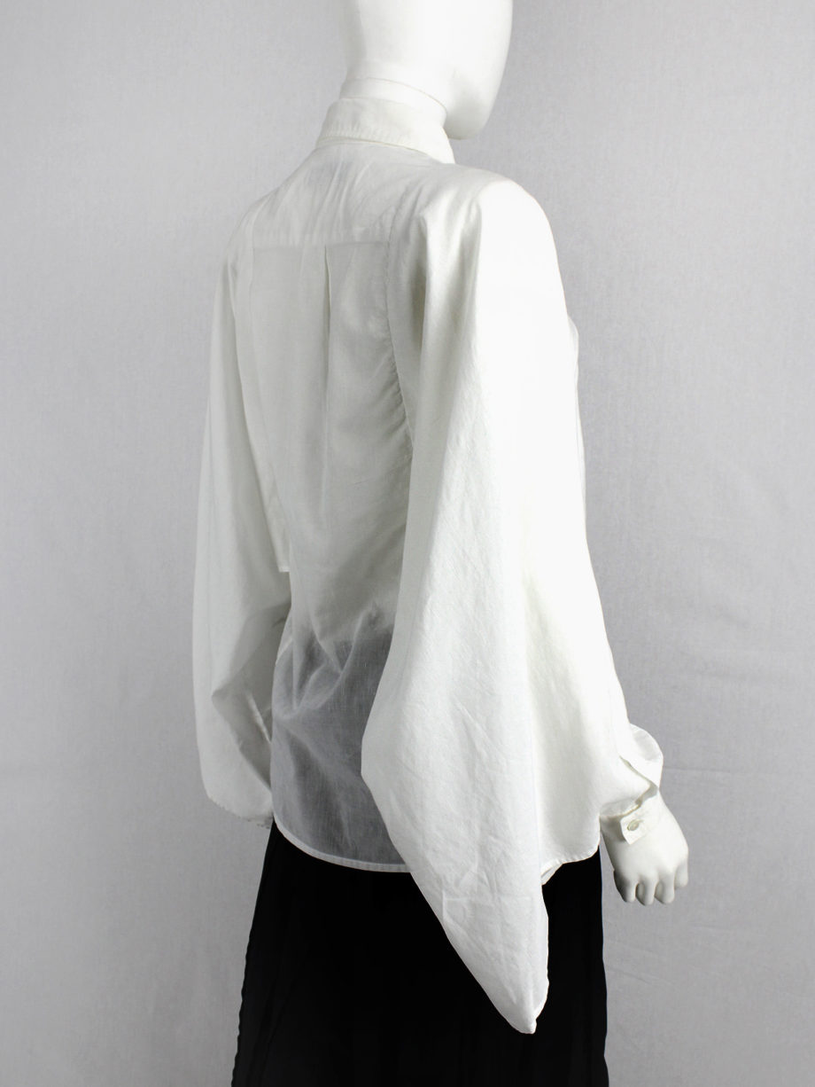 Veronique Branquinho white shirt with kimono sleeves and pleated bib (8)