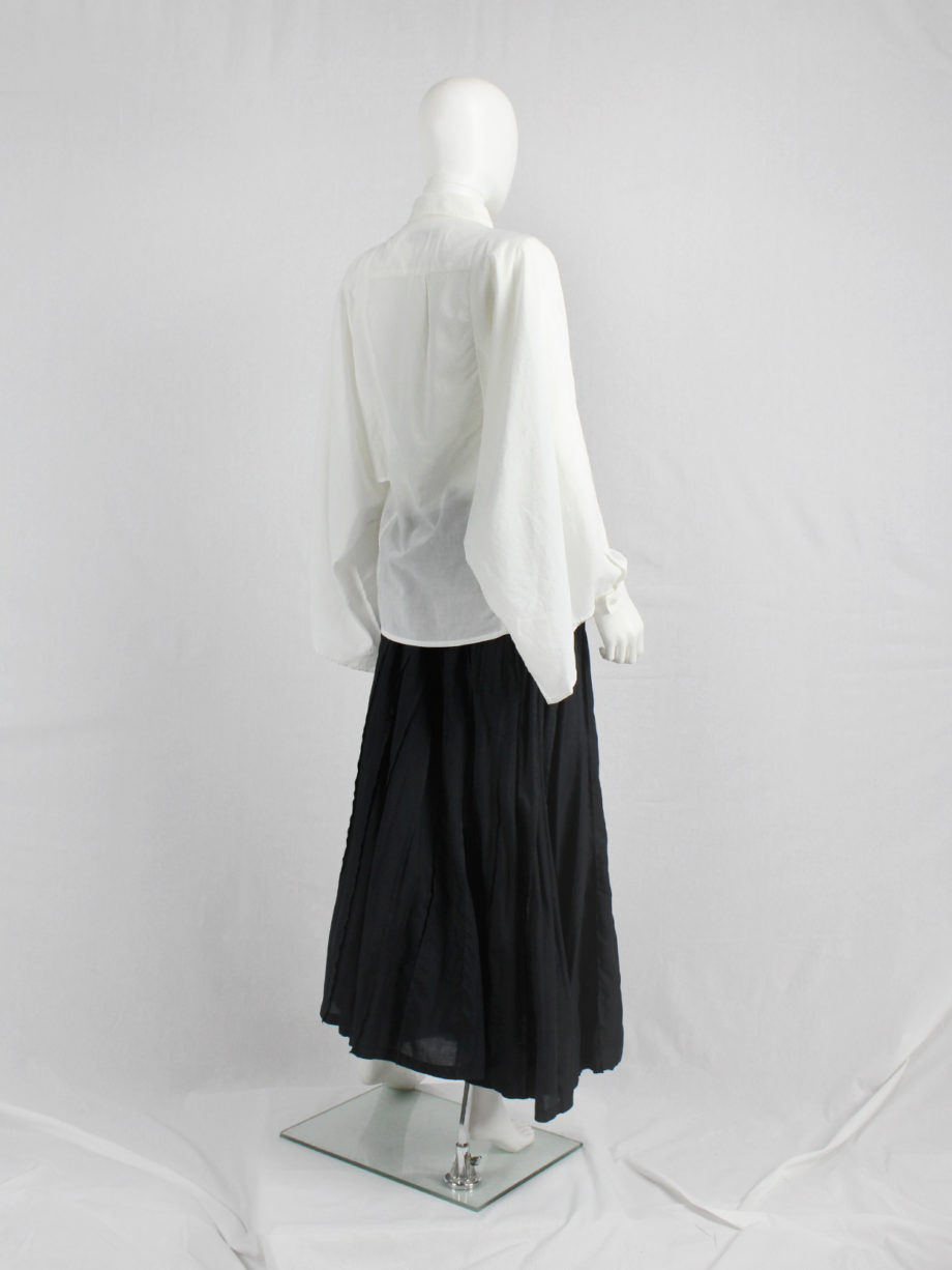 Veronique Branquinho white shirt with kimono sleeves and pleated bib (9)