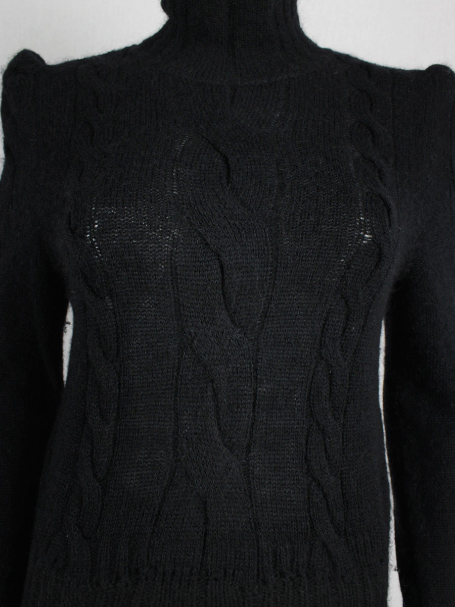 vaniitas A.F. Vandevorst black turtleneck jumper with roped shoulders fall 2007 (1)