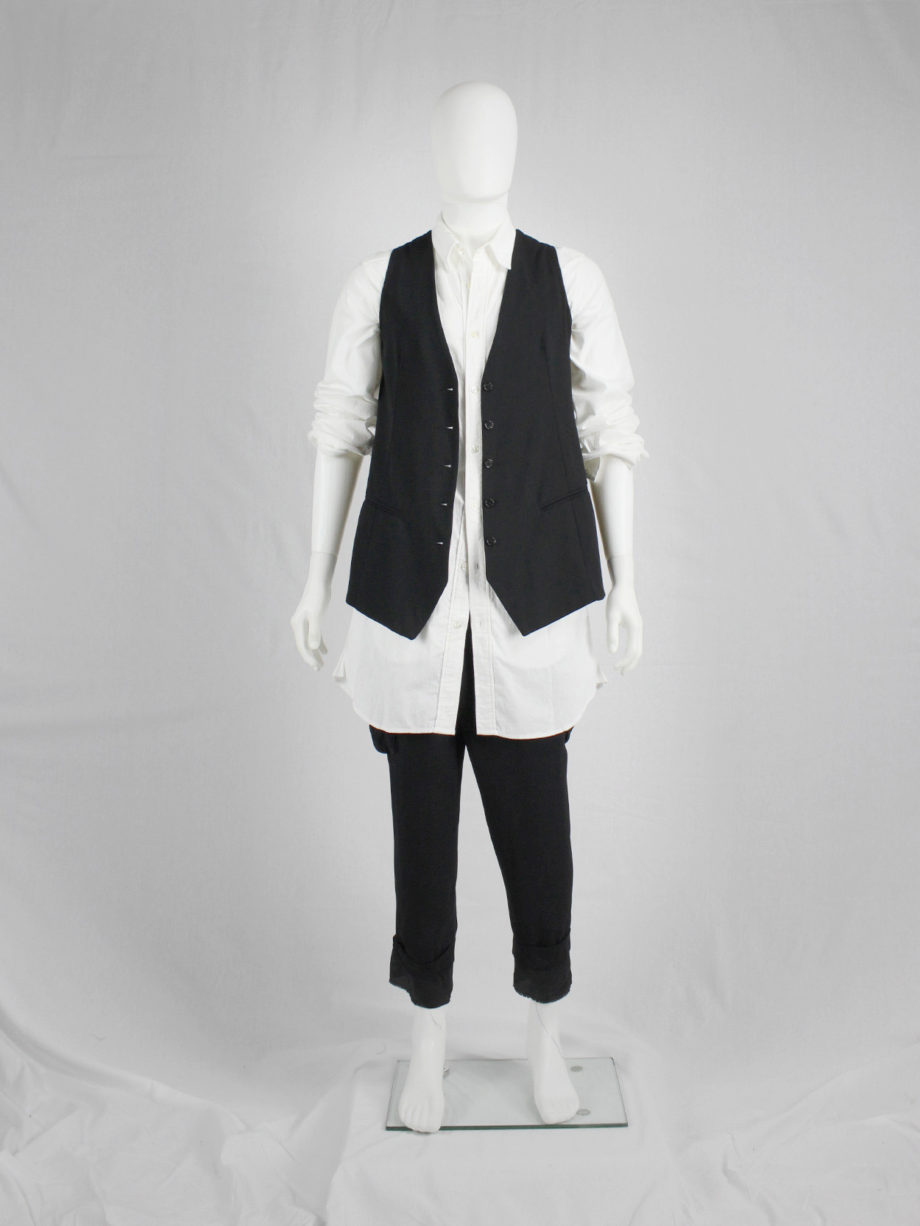 vaniitas Ann Demeulemeester black waistcoat with open satin back and straps runway spring 2008 (1)