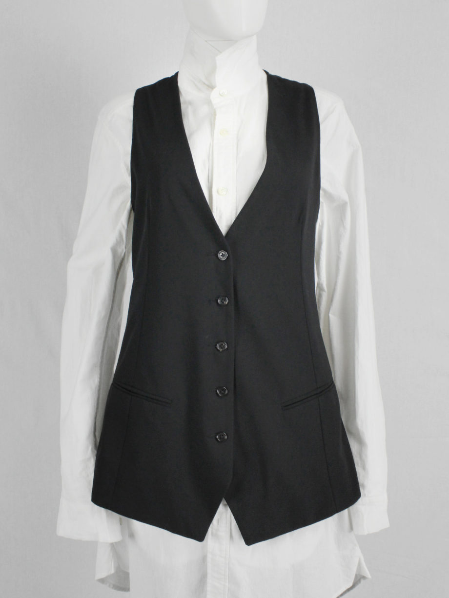 vaniitas Ann Demeulemeester black waistcoat with open satin back and straps runway spring 2008 (13)