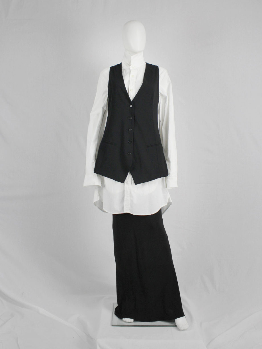 Ann Demeulemeester black waistcoat with open satin back and straps — spring 2008