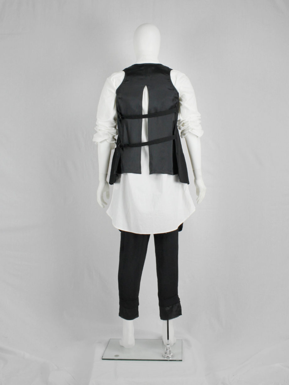 vaniitas Ann Demeulemeester black waistcoat with open satin back and straps runway spring 2008 (2)