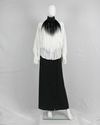 Ann Demeulemeester fringe bib necklace with black and white ombre — fall 2013