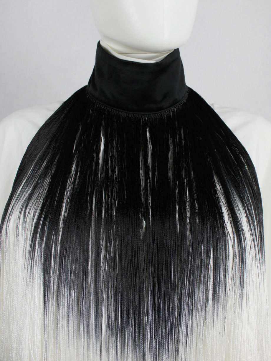 vaniitas Ann Demeulemeester fringe bib necklace with black and white ombre runway fall 2013 (3)