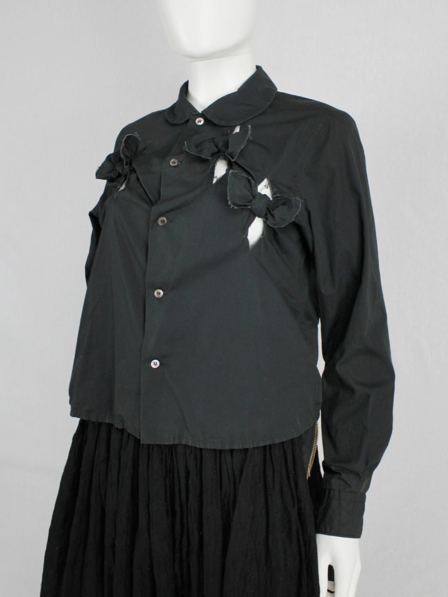 vaniitas Comme des Garcons black shirt with slits and three bows spring 2002 (2)