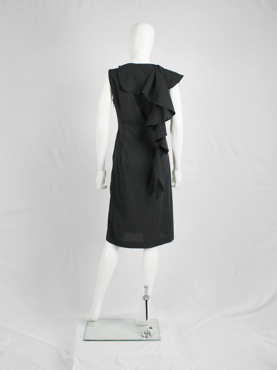 vaniitas Maison Martin Margiela black dress with semi-detached draped collar spring 2007 (6)