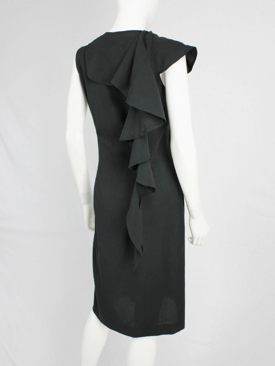 vaniitas Maison Martin Margiela black dress with semi-detached draped collar spring 2007 (9)